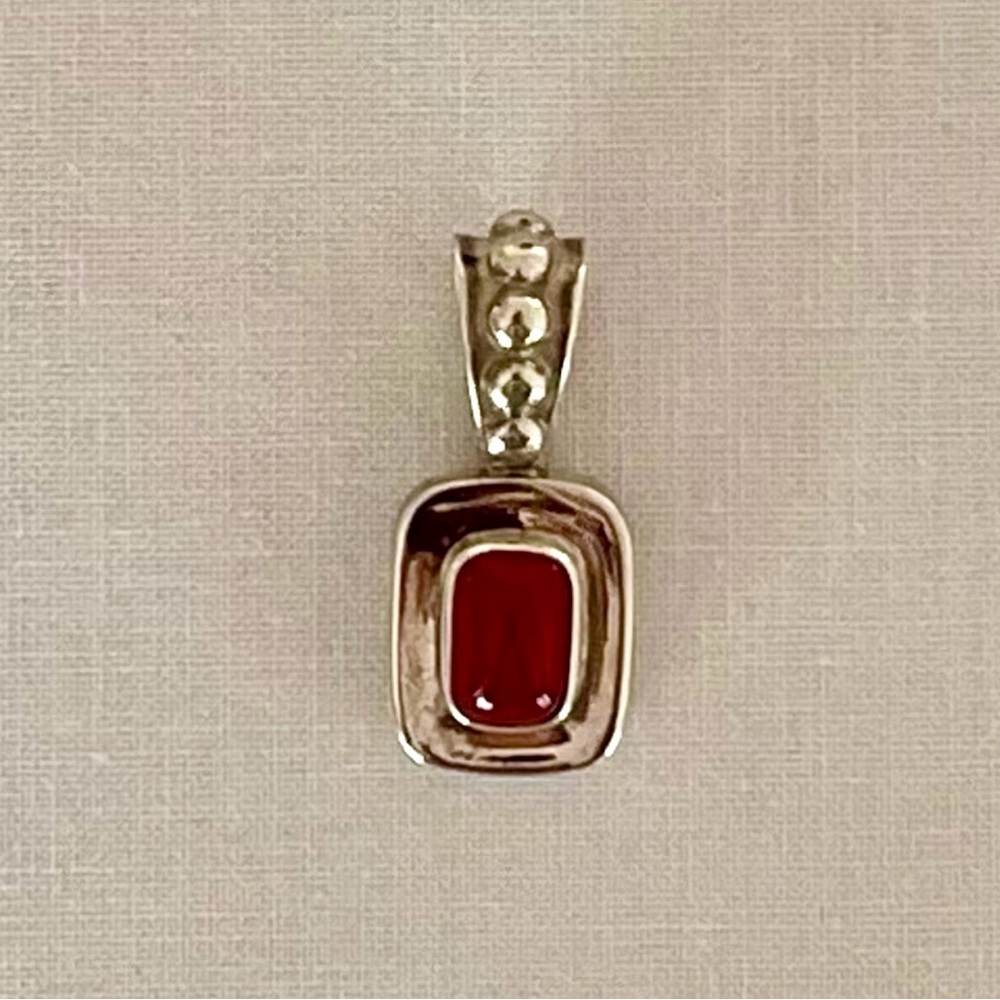 Silpada Red Coral & Sterling Silver Pendant Only • RARE & Retired • LIKE NEW - Picture 5 of 7